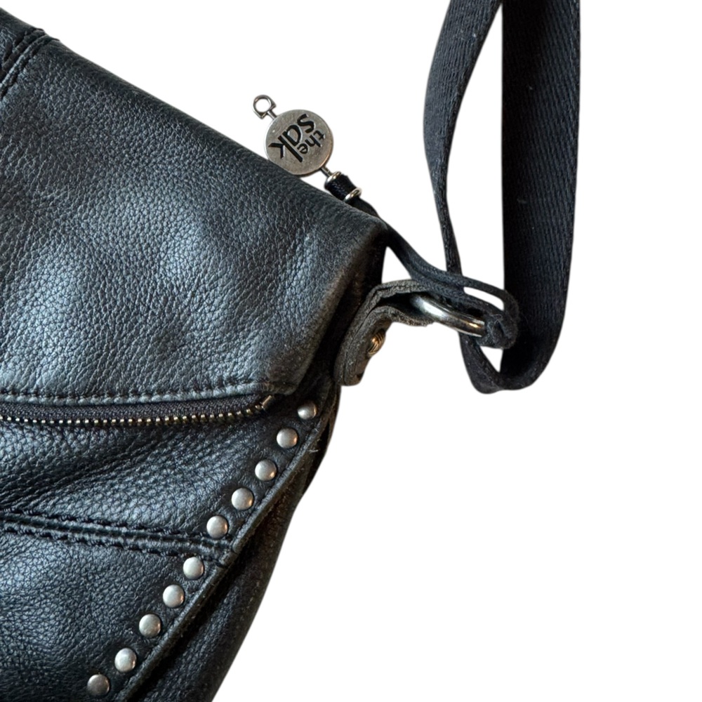 Vintage The Sak Black Leather Western Rocker Women's Shoulder Bag Purse - Picture 3 of 13